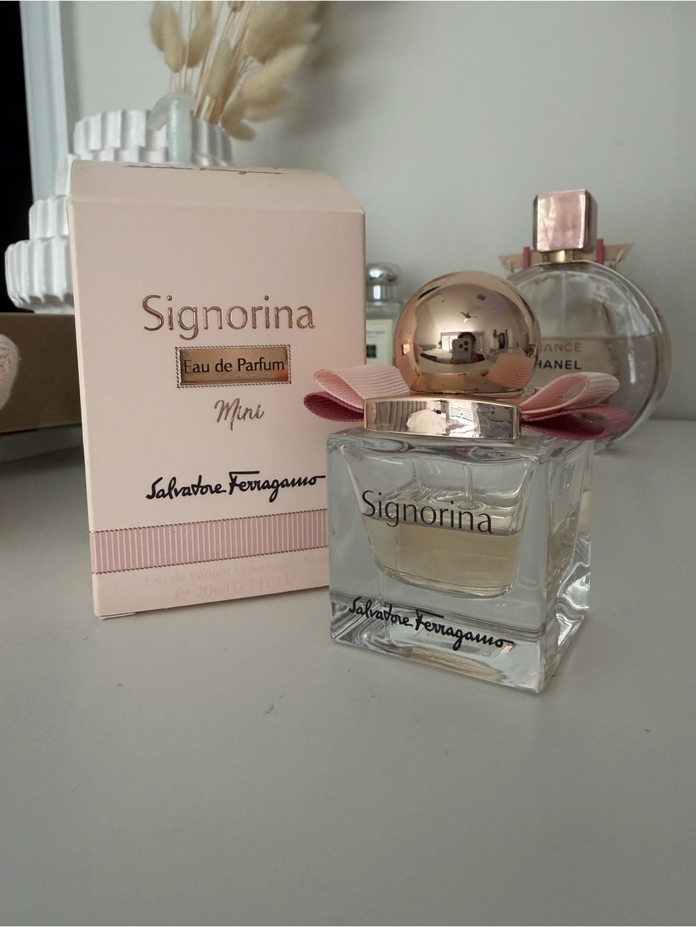 Salvatore Ferragamo Signorina Mini in Pink and Gold Accents